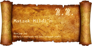 Matzek Milán névjegykártya