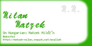 milan matzek business card